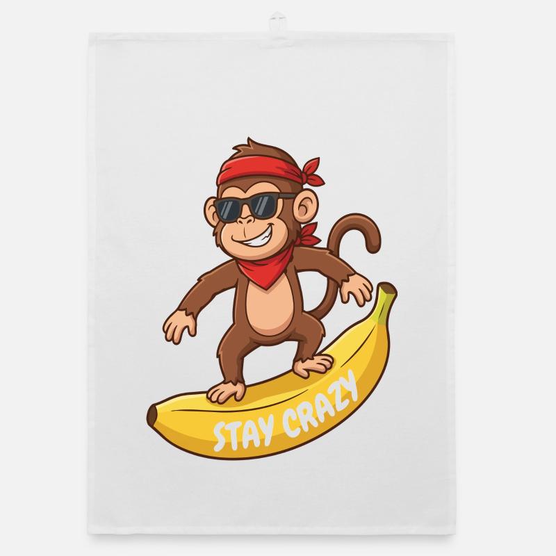 Reste fou, singe sur banane Torchon bio