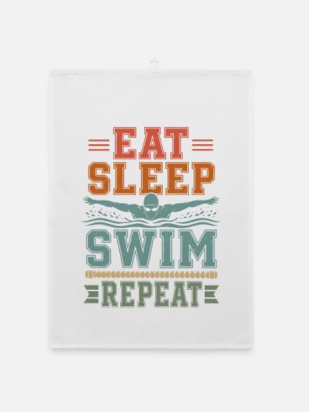  Schwimmer schwimmen Repeat-Swim Pool-fun Vintage - Organic Geschirrtuch - Weiß - Vorne