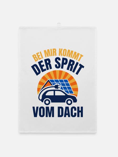 E-Auto Sprit vom Dach - Solar Photovoltaik - Organic Geschirrtuch - Weiß - Vorne