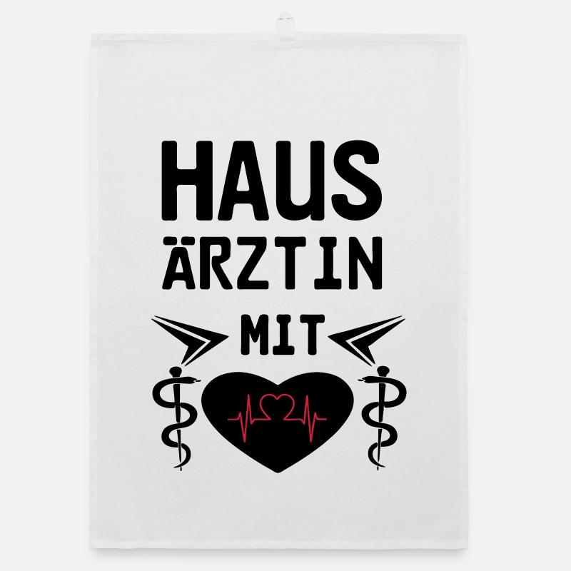 Hausärztin mit Herz Geschenk - Organic Geschirrtuch - Weiß