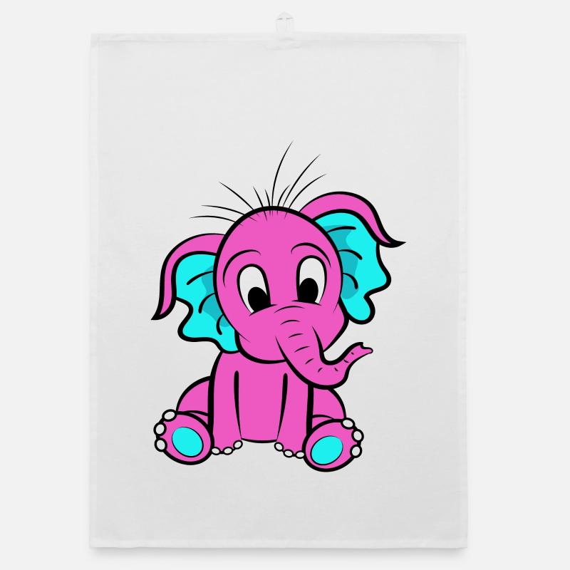 Pink elephant Organic dish towel