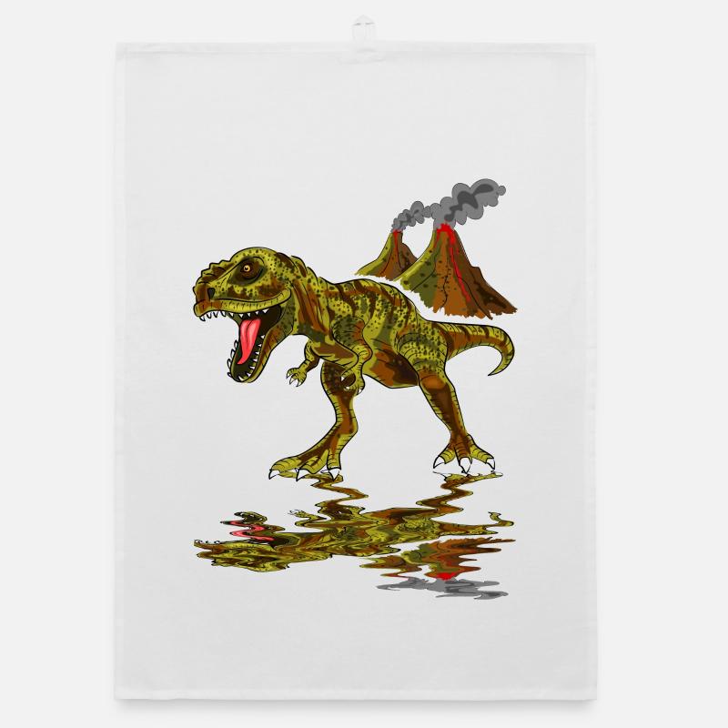 Dinosaur Volcano Organic dish towel