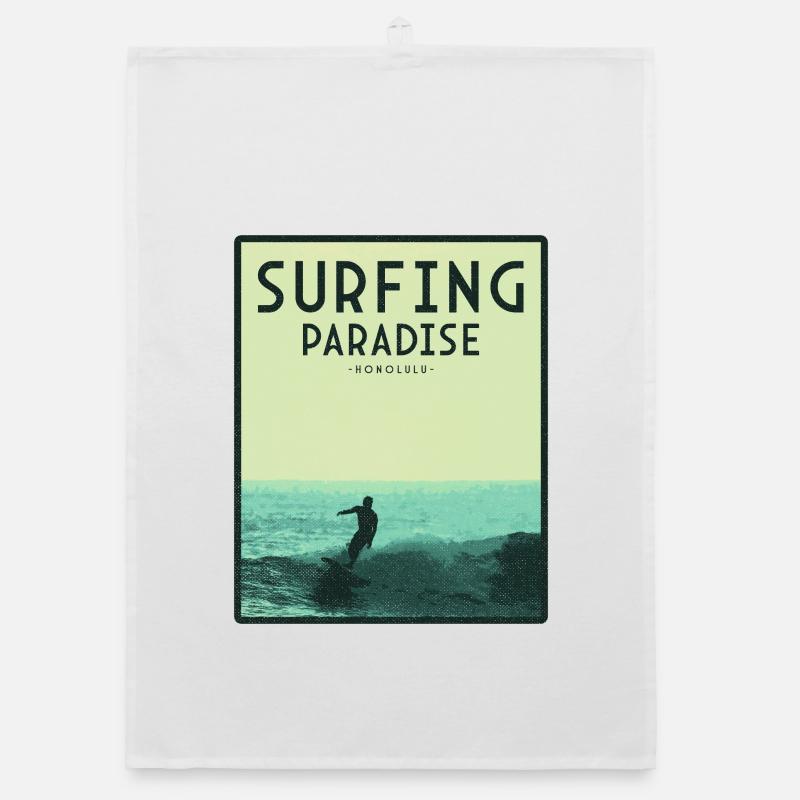 Paradis du surf à Honolulu Torchon bio