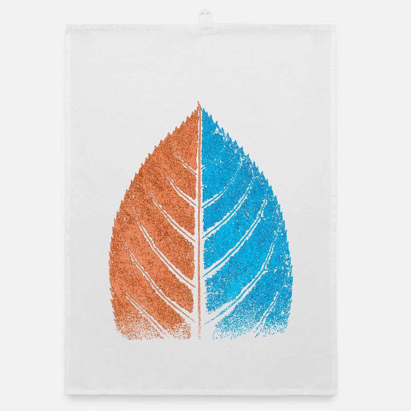 Feuille - Bleu / Rouge - Feuille de hêtre Torchon bio