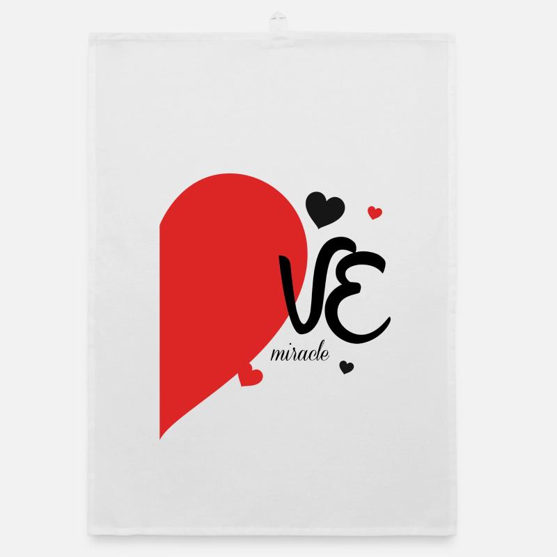 Romantisches Herzblatt-Design auf Textil Organic Geschirrtuch