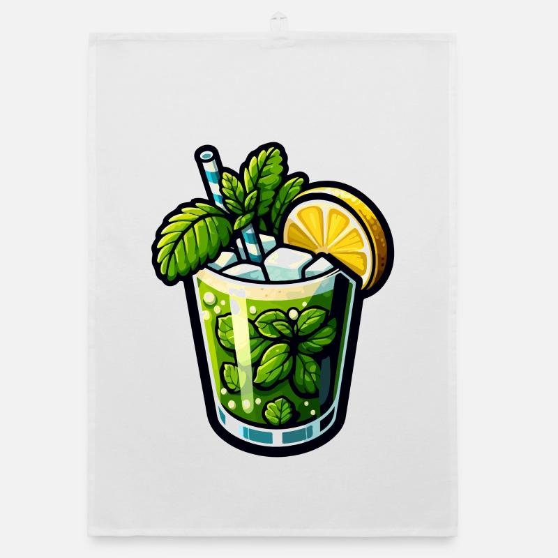Mojito Cocktail Rum Lime Mint Organic dish towel