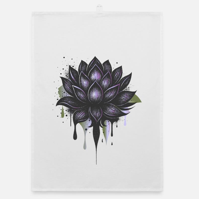 Dark lotus flower with gradient & effect Organic dish towel