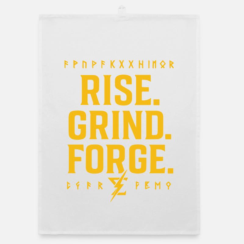 Rise Grind Forge – Motivation Tee Organic dish towel