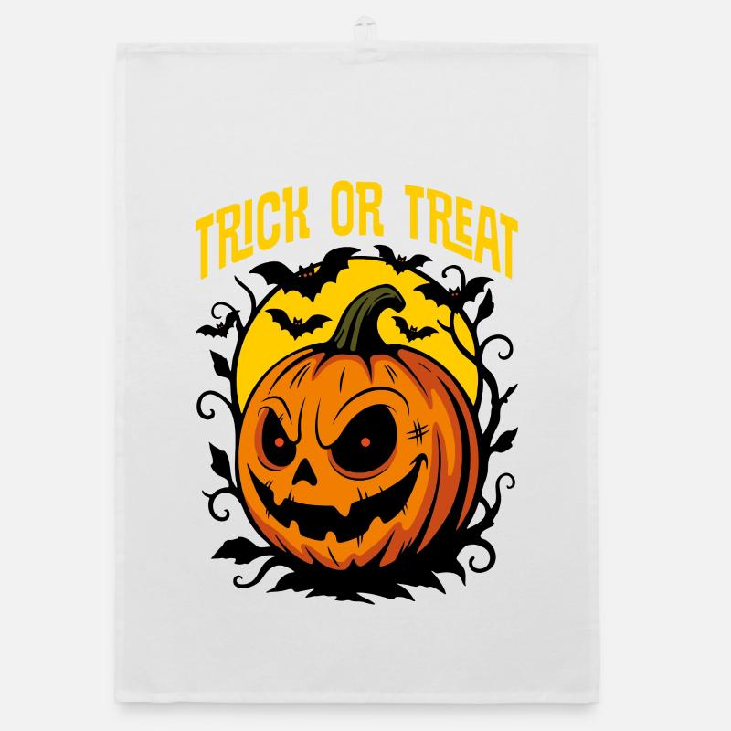 Gruselige Kürbis Laterne Halloween - Süßes oder Saures Organic Geschirrtuch