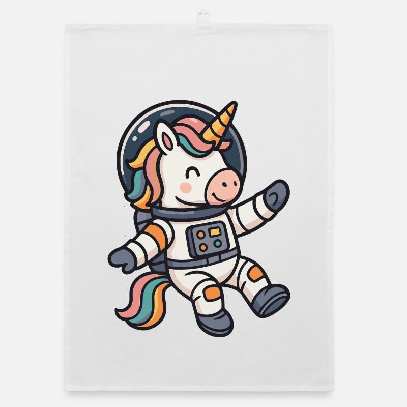 Imaginative Unicorn Astronaut Rainbow Mane Organic dish towel