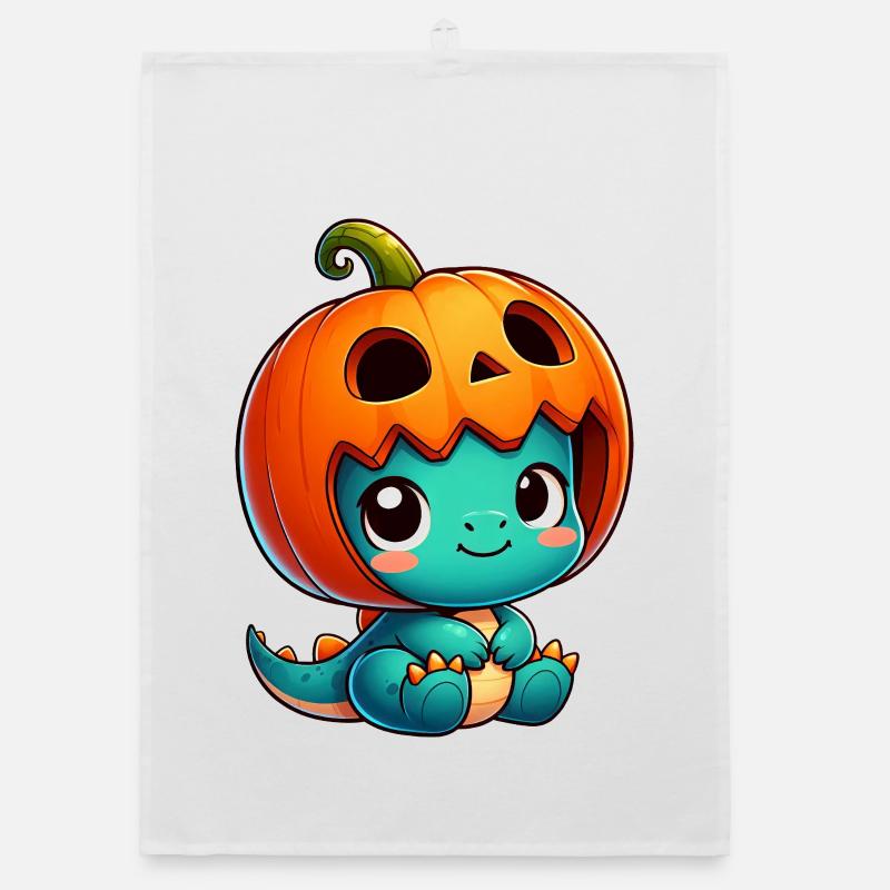 Cute Halloween Dino Dinosaur T-Rex Pumpkin Organic dish towel