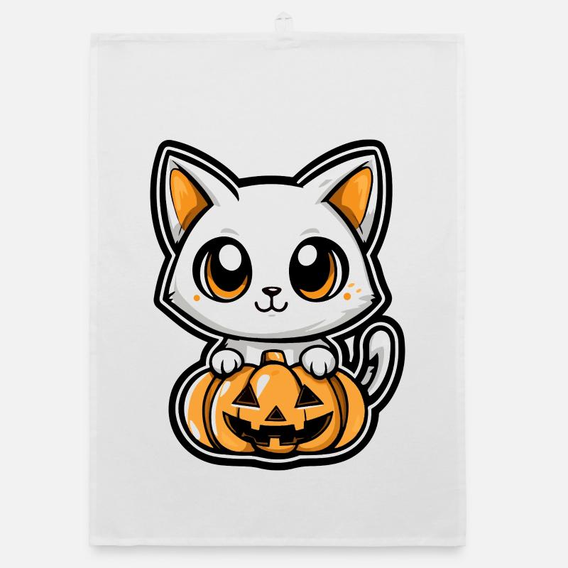 Chat Halloween Chat Bande dessinée Torchon bio