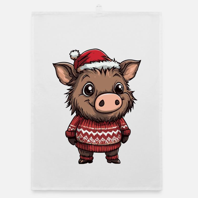 Cochon Noël Sanglier Torchon bio