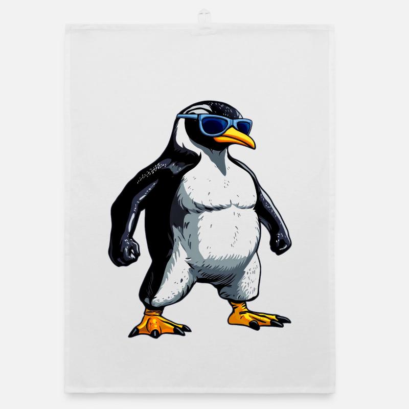 Pinguin Bodybuilder - Organic Geschirrtuch - Weiß
