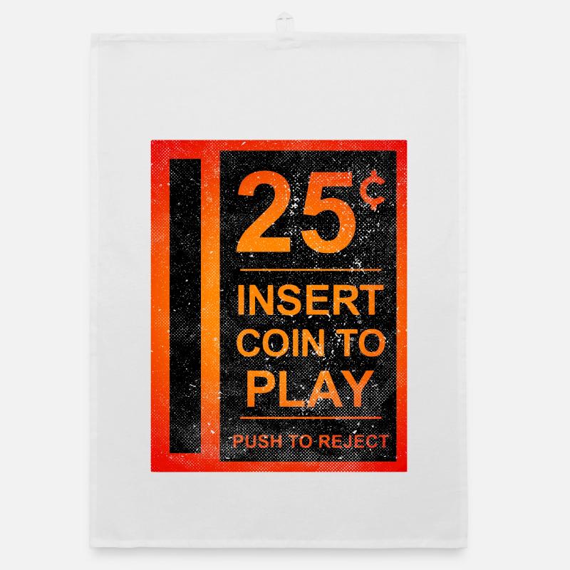Insert Coin Retro Arcade Videogame Bartop Funny Organic dish towel