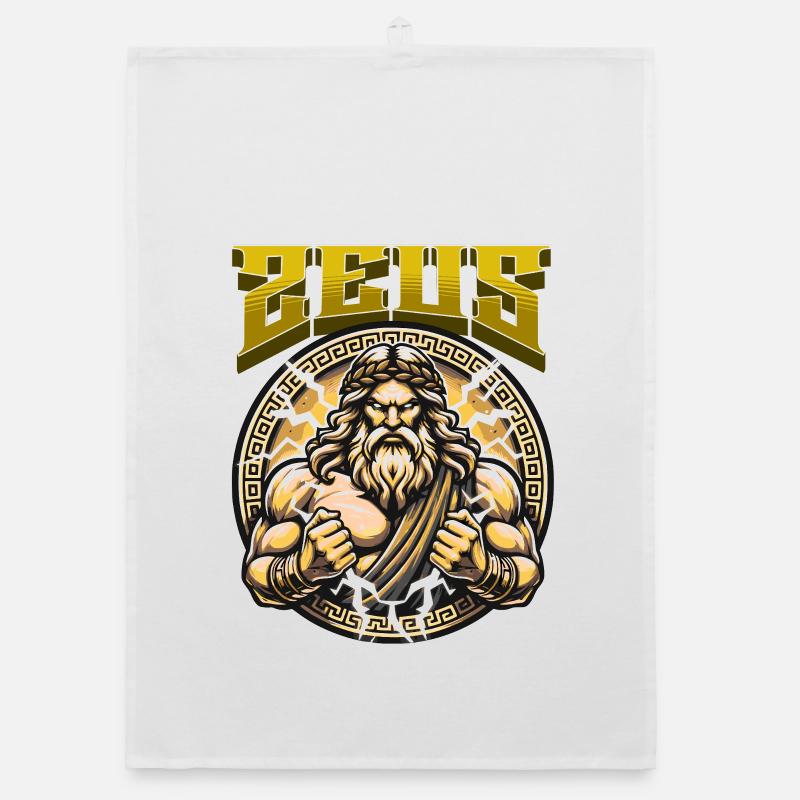 Zeus Power: Mythical Lightning Image - Organic dish towel - white