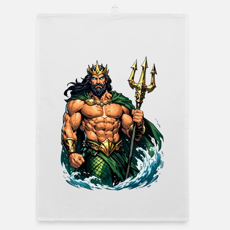 Poseidon King with Trident Organic dish towel