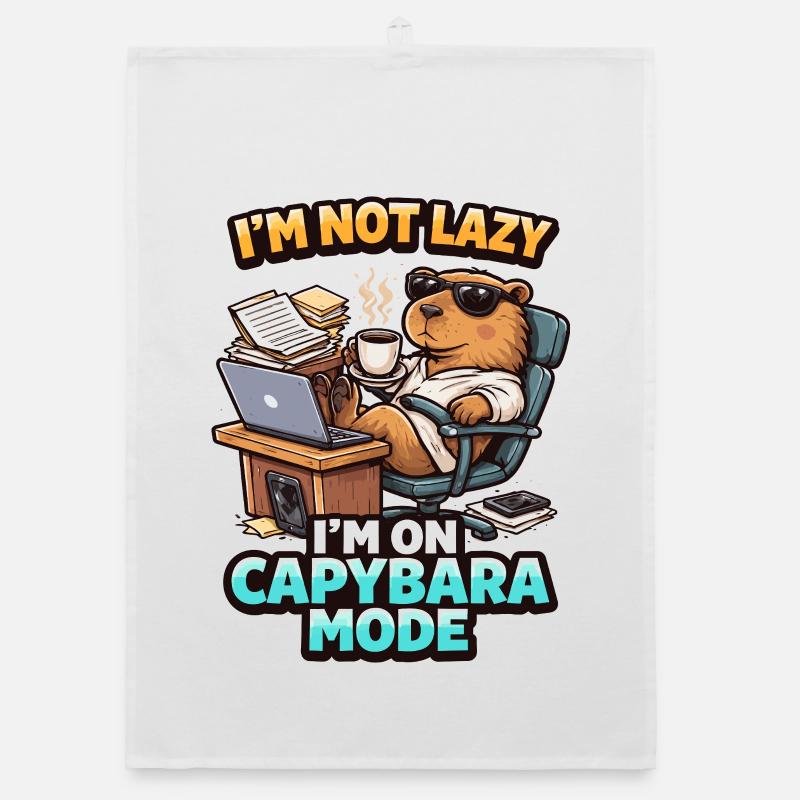 Capybara Mode Not Lazy Bear Organic dish towel