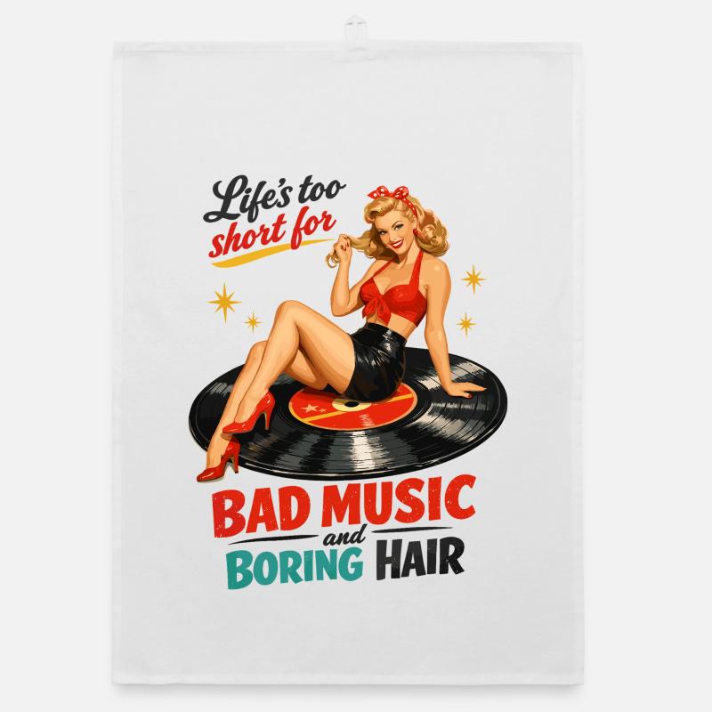 Pin-Up rétro sur disque vinyle : vinyle & rockabilly Torchon bio