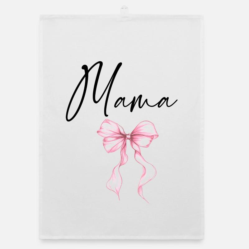Mama Design mit Rosa Schleife – Süßes Mama Motiv Organic Geschirrtuch