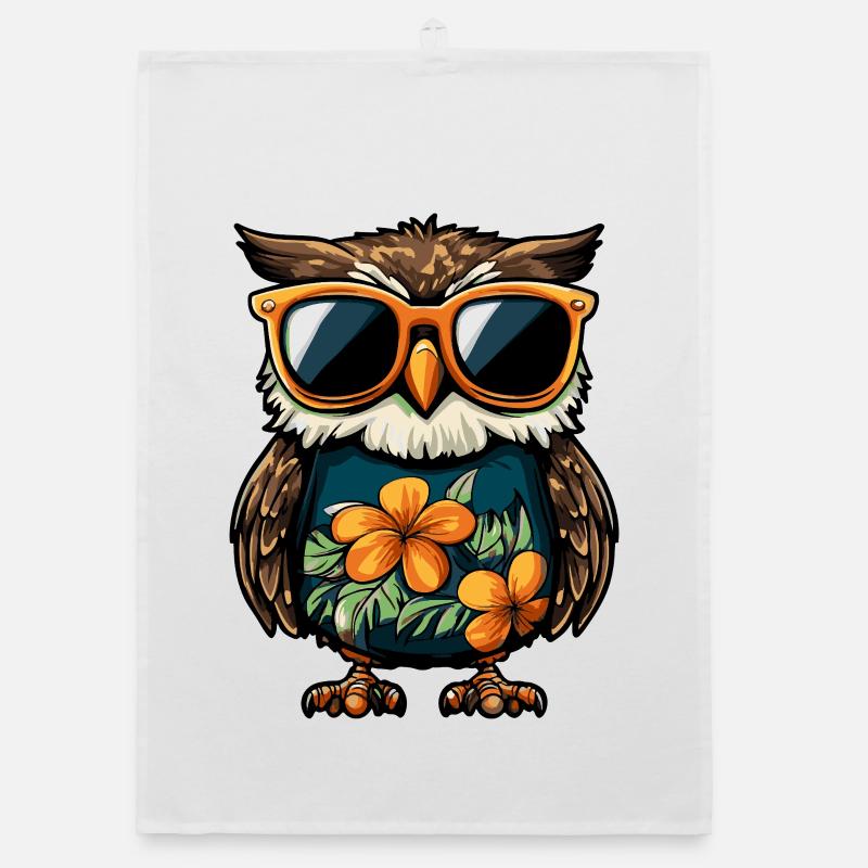 Owl Comic Holiday Organic dish towel