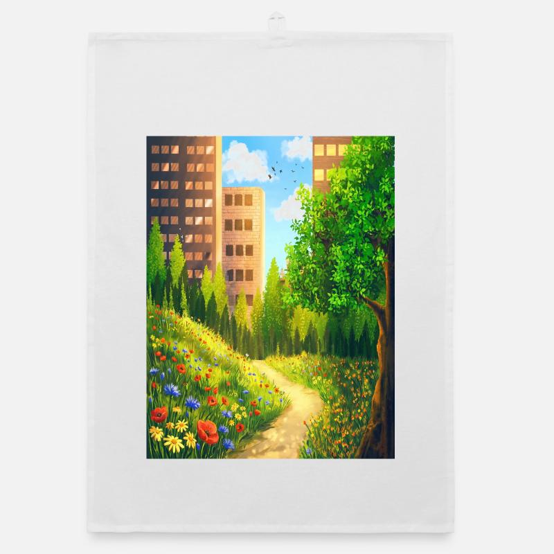 Urban Floral Trail Organic dish towel