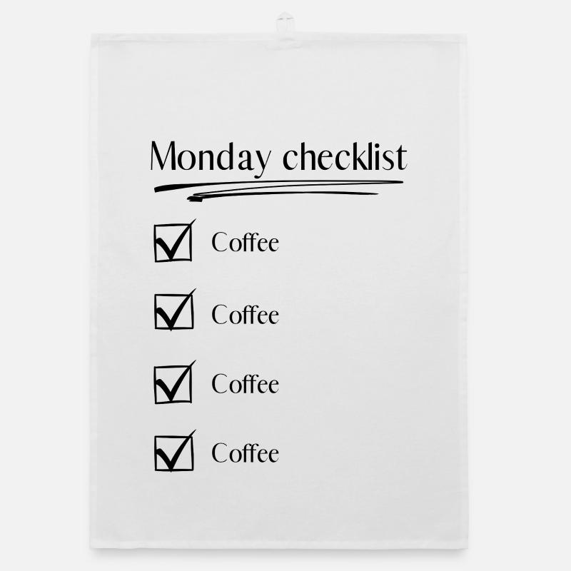 Liste de contrôle du lundi – Café Café Café - Torchon bio - blanc