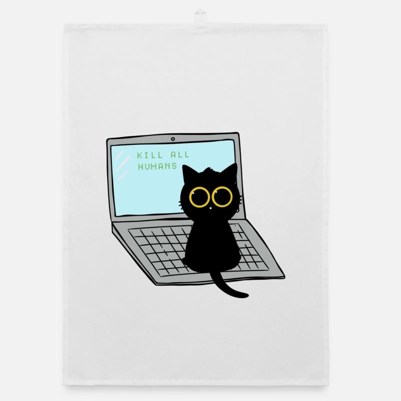 Kill All Humans Cat Organic dish towel