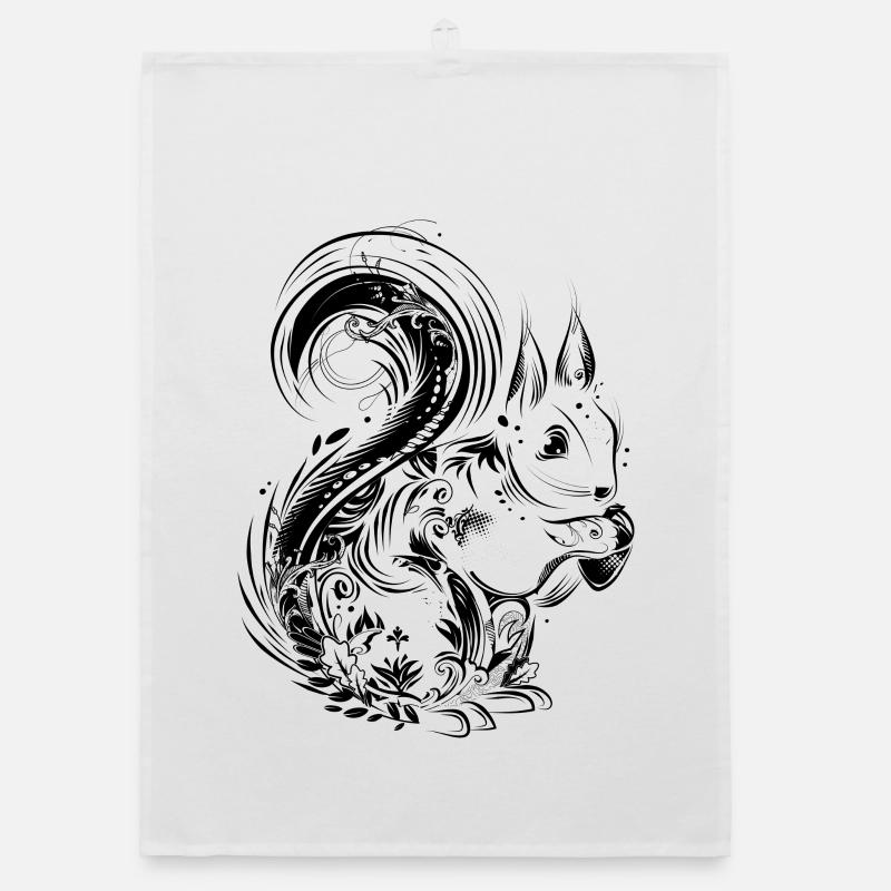 Squirrel with acorn in paws Organic dish towel