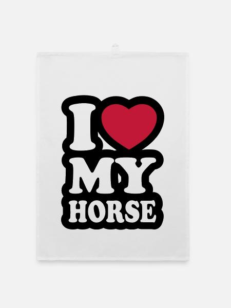 I love my horse - J'aime mon cheval - Torchon bio - blanc - Devant