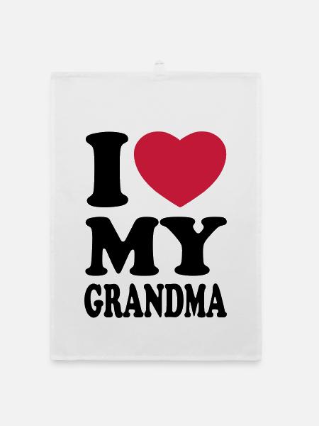 I love my grandma - Organic dish towel - white - Front