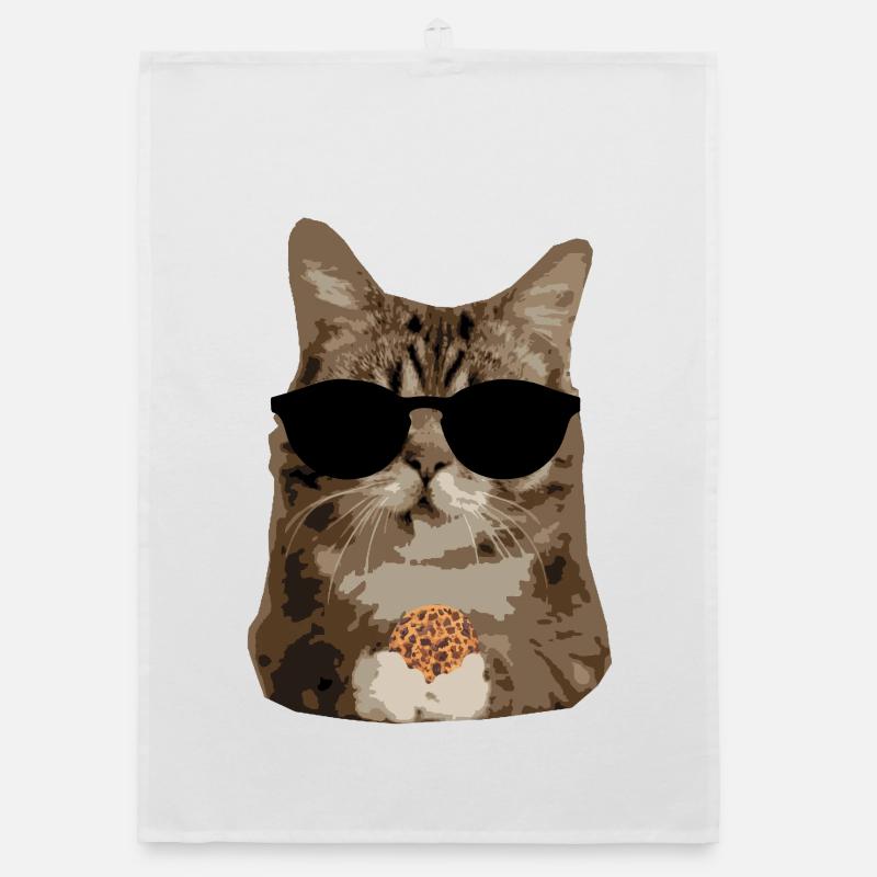 Chat à biscuits lunettes de soleil - se détendre Torchon bio