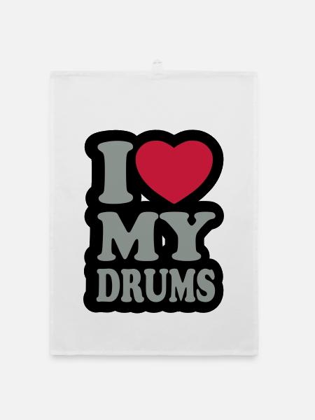 I love my drums - Organic dish towel - white - Front