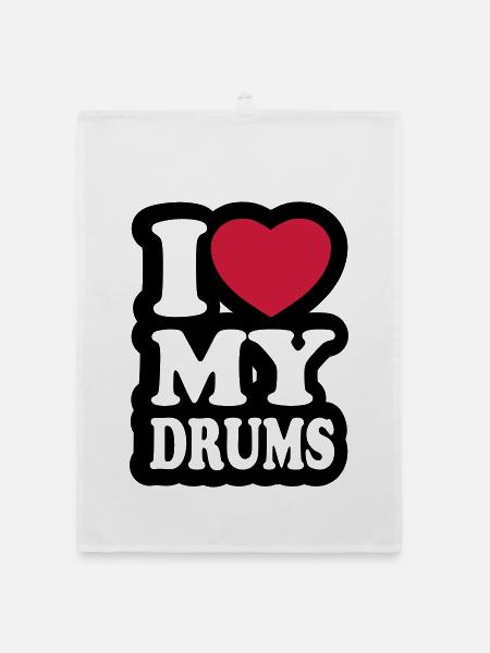 I love my drums - Organic dish towel - white - Front