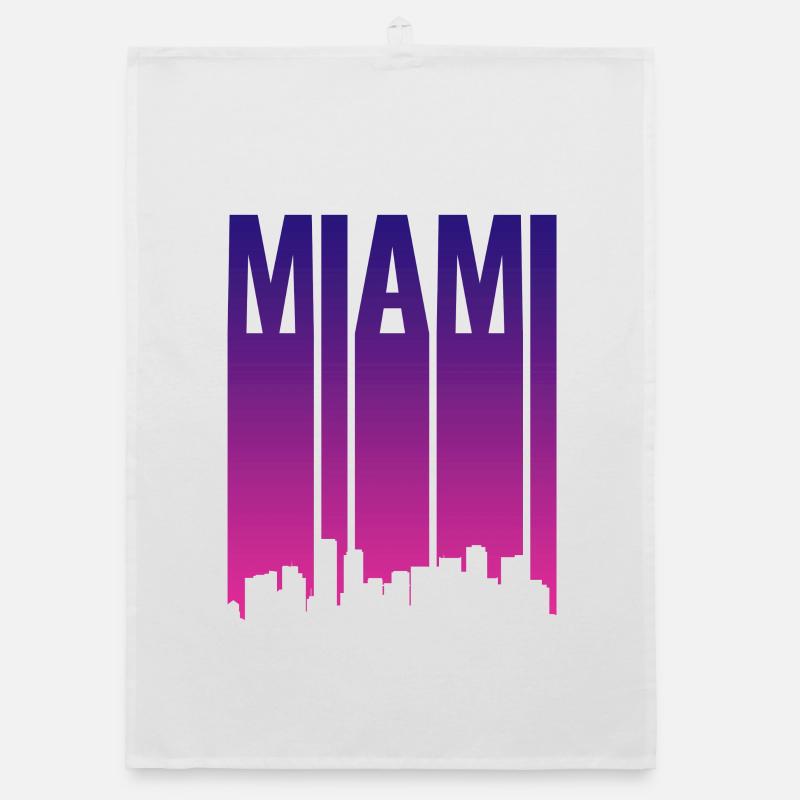 Miami Skyline Gradient Blue Pink Organic dish towel