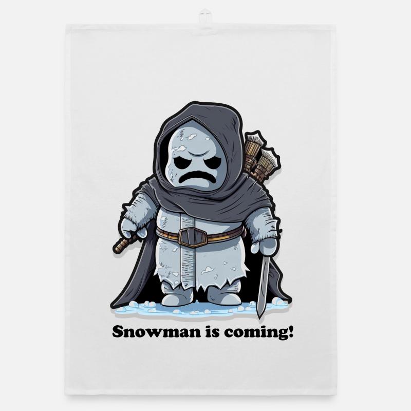 Snowman is coming - Organic Geschirrtuch - Weiß
