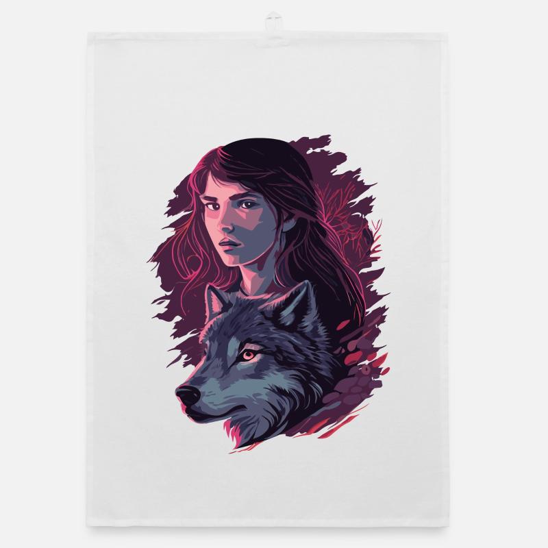 Wolfsmädchen - Organic Geschirrtuch - Weiß