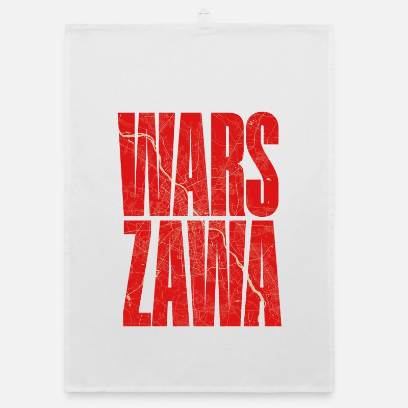 Warszawa lettering with city map pattern Organic dish towel