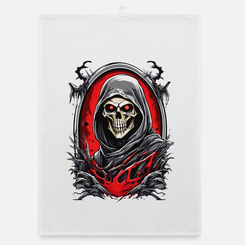 Grim Reaper Skull Organic dish towel