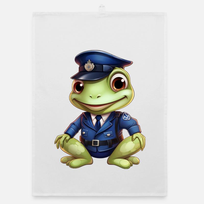 Frog Policeman Organic dish towel