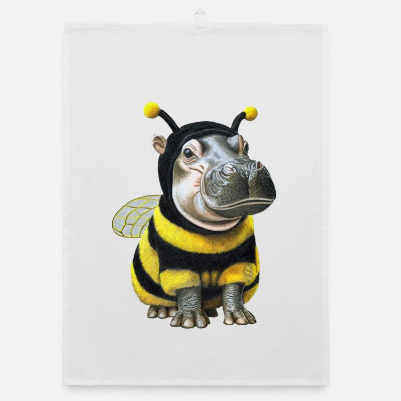 Hippopotamus Bee 2 Organic dish towel