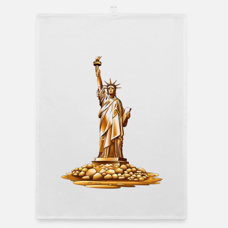 Goldene Statue der Freiheitsfackel Organic Geschirrtuch
