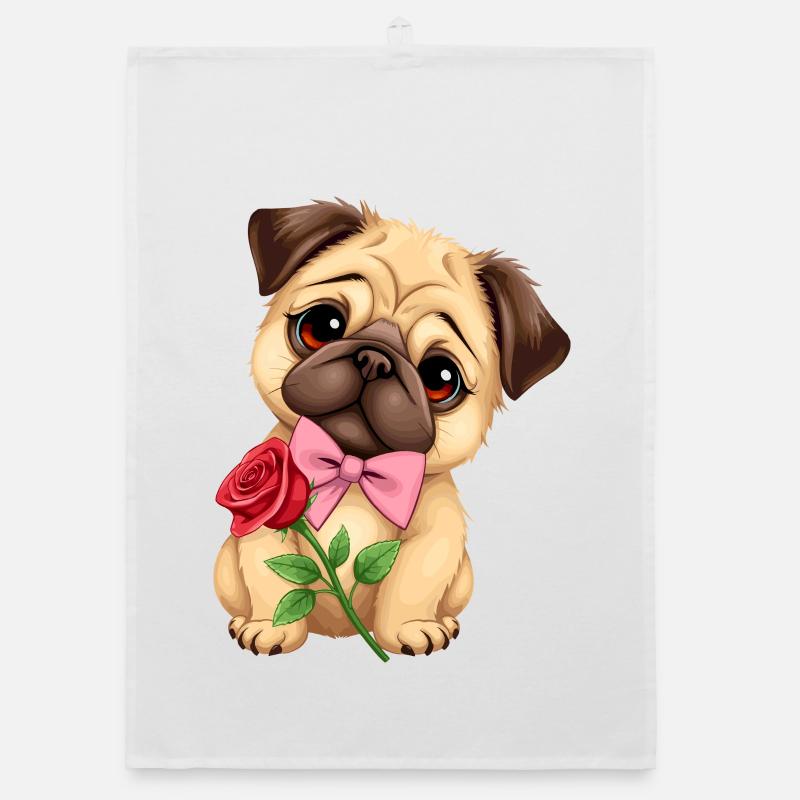 Mops Hund Organic Geschirrtuch