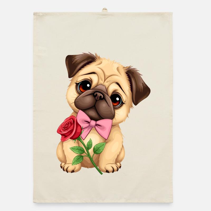 Mops Hund Organic Geschirrtuch