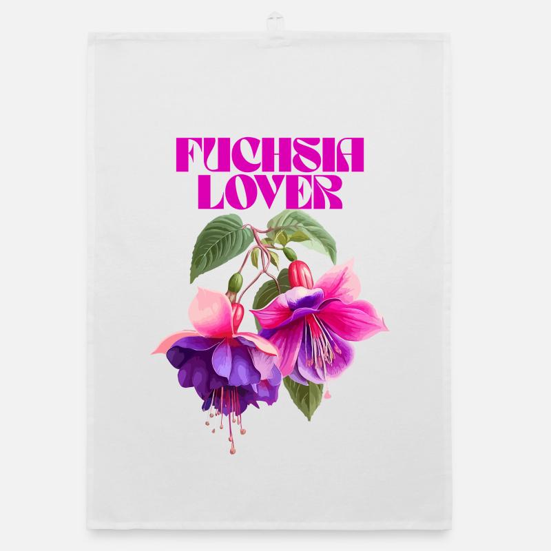 Fuchsia Lover Botanical Illustration Organic dish towel