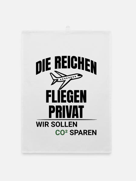 Abstraktes CO2 Klimaschutz Design - Organic Geschirrtuch - Weiß - Vorne