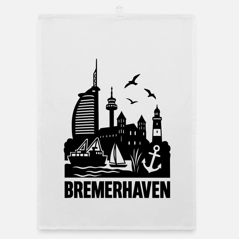 Bremerhaven Silhouette Skyline Organic Geschirrtuch
