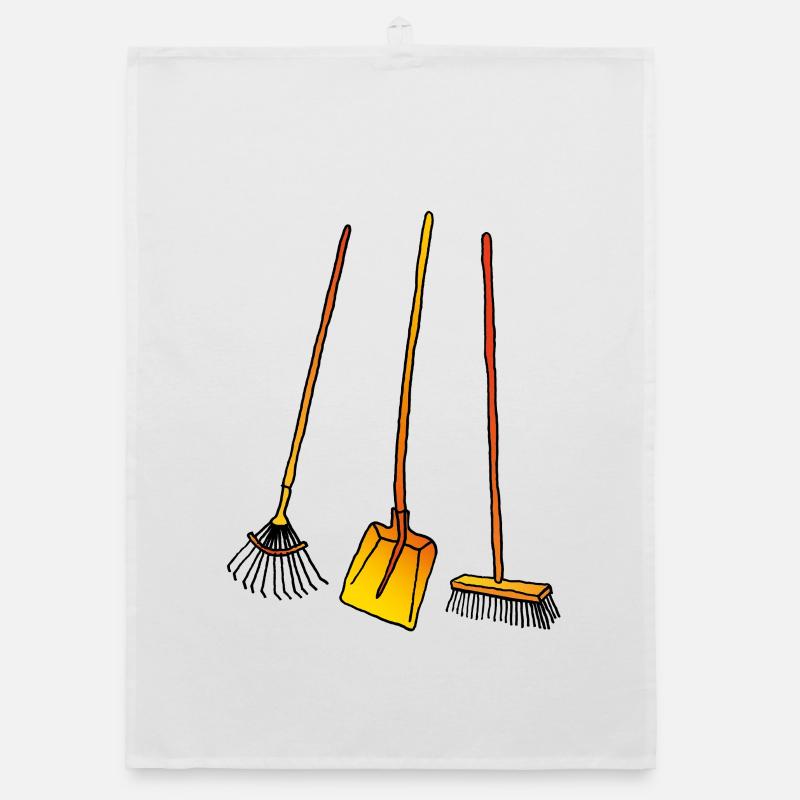 Leaf rake, shovel and broom Organic dish towel