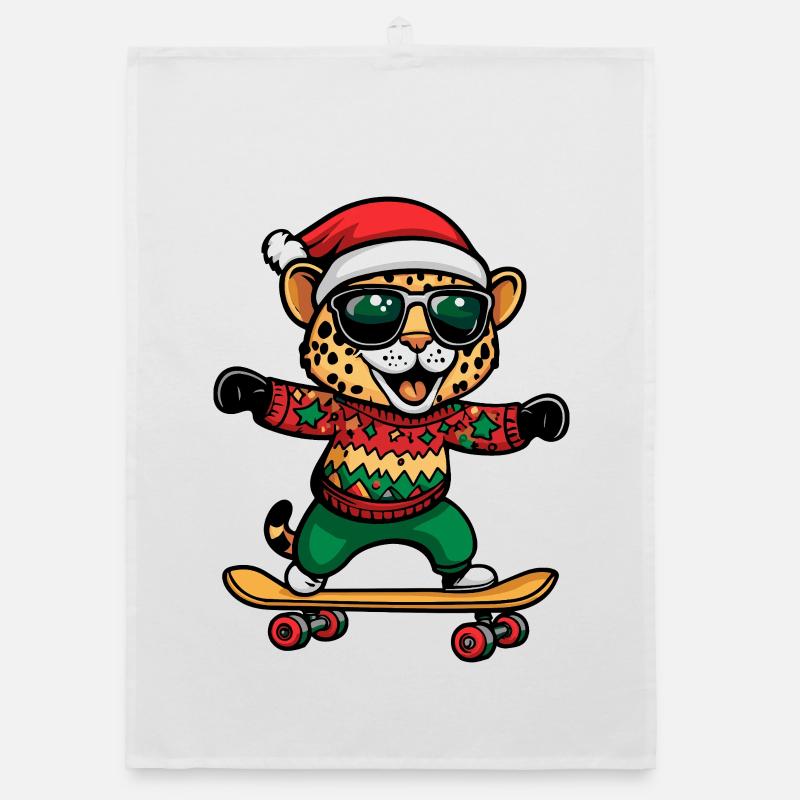 Leopard Christmas Funny Organic dish towel