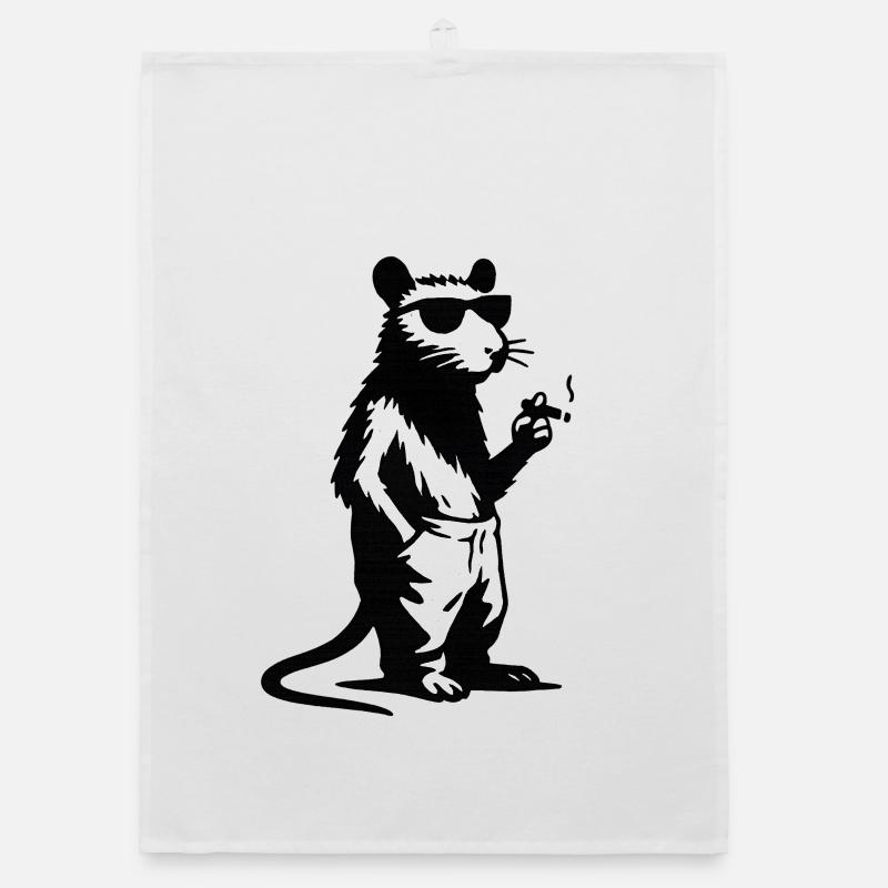 Panda Hipster mit Sonnenbrille - Organic Geschirrtuch - Weiß